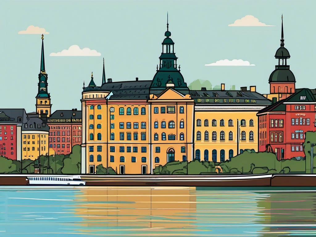 Stockholm clipart - Stockholm Palace and city islands, ,color clipart vector style