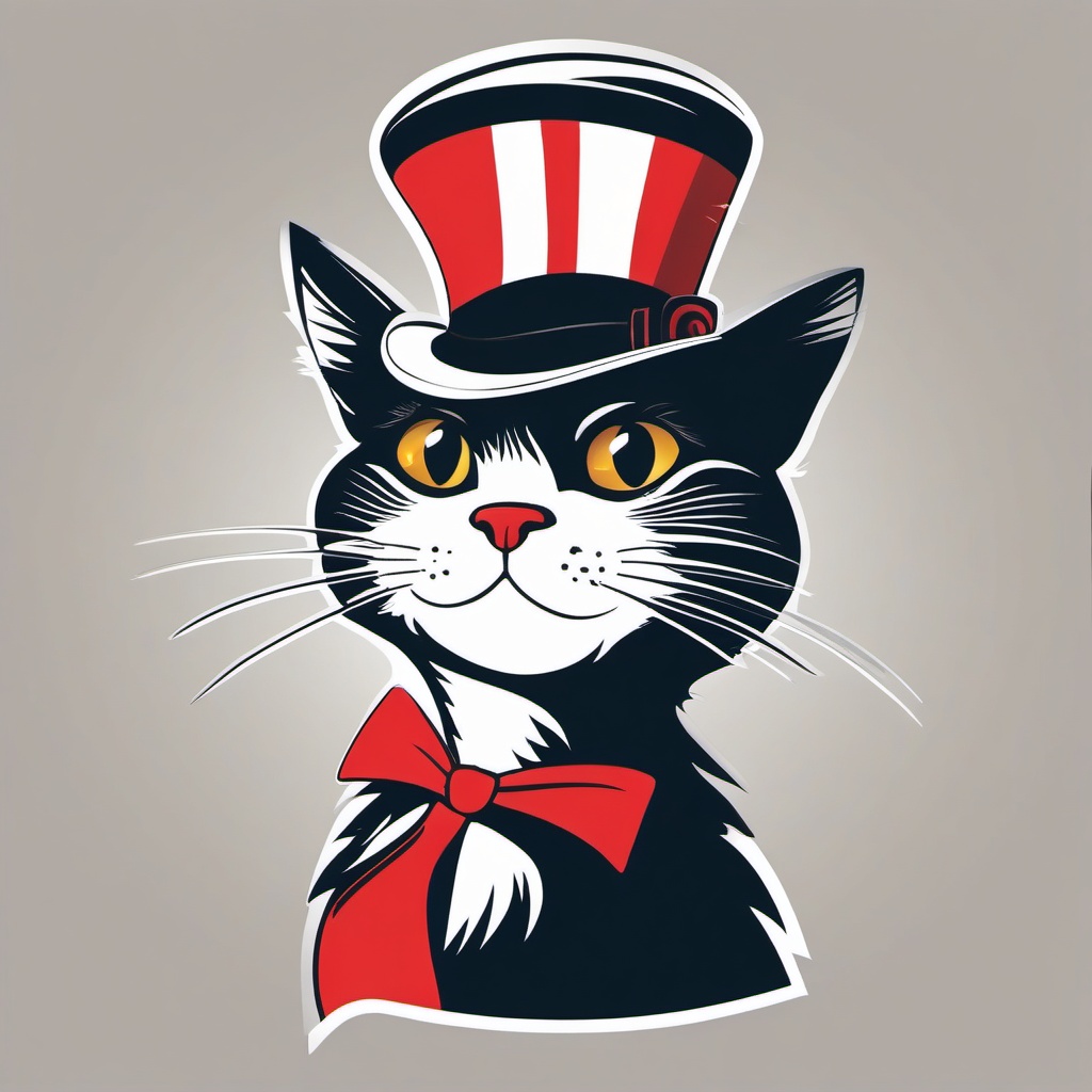 Cat in the Hat clipart, The mischievous cat causing playful chaos.  simple, 2d flat