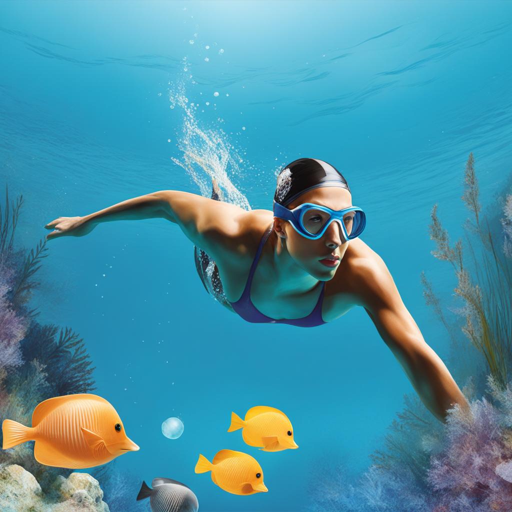 swimming clipart - a swimmer diving into crystal-clear waters 