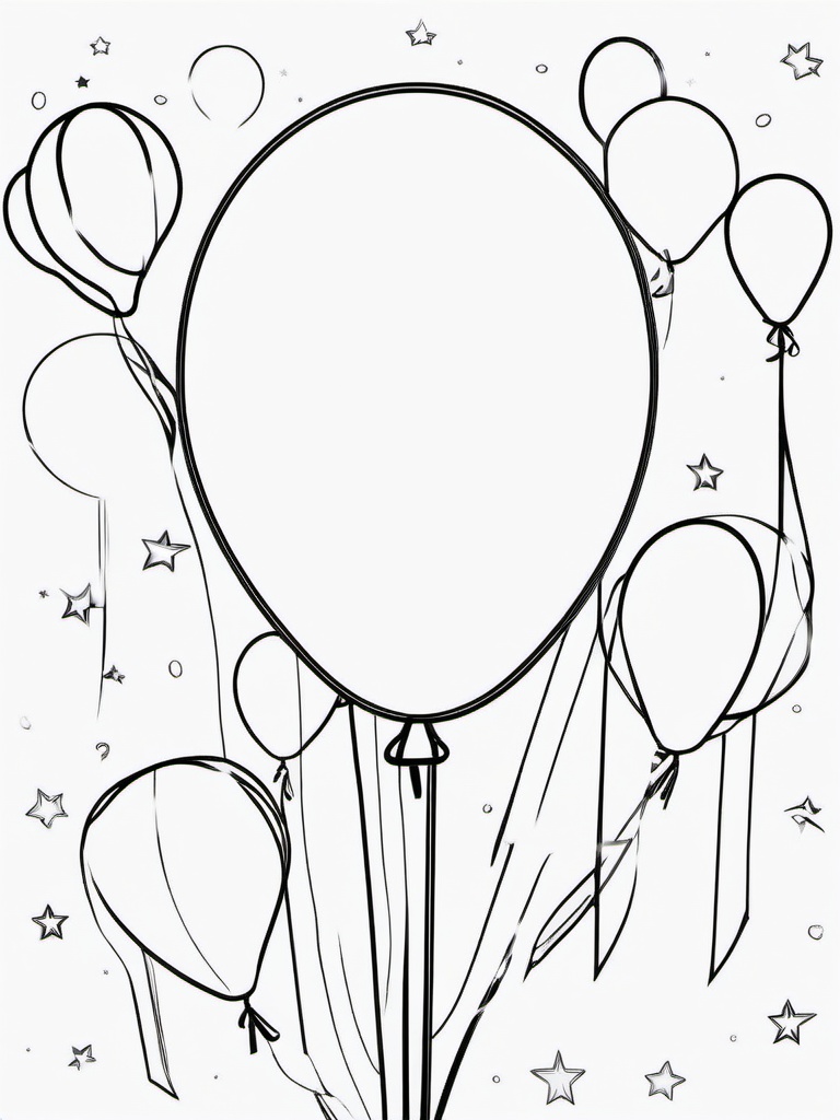 Birthday Balloons with Ribbons Coloring Pages - Balloons Floating with Long Ribbons  minimal black outline printable sheet, coloring page