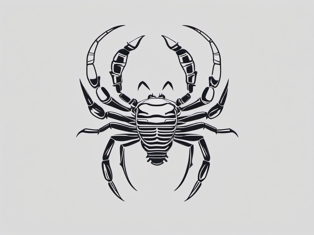 Minimalist Scorpion Tattoo - Highlight the essence of a scorpion with a simple and minimalist tattoo design.  simple vector color tattoo,minimal,white background