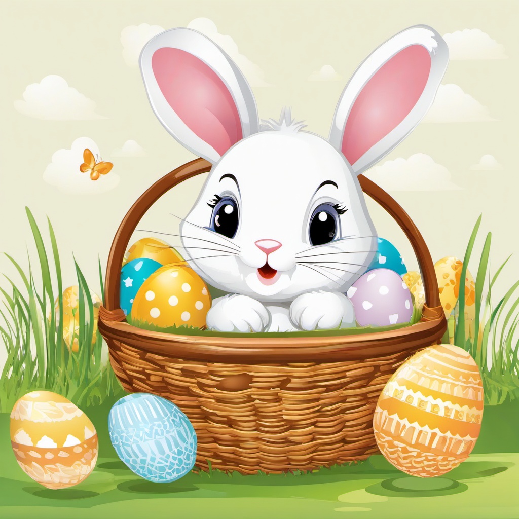 Bunny clipart - bunny with a basket of eggs  