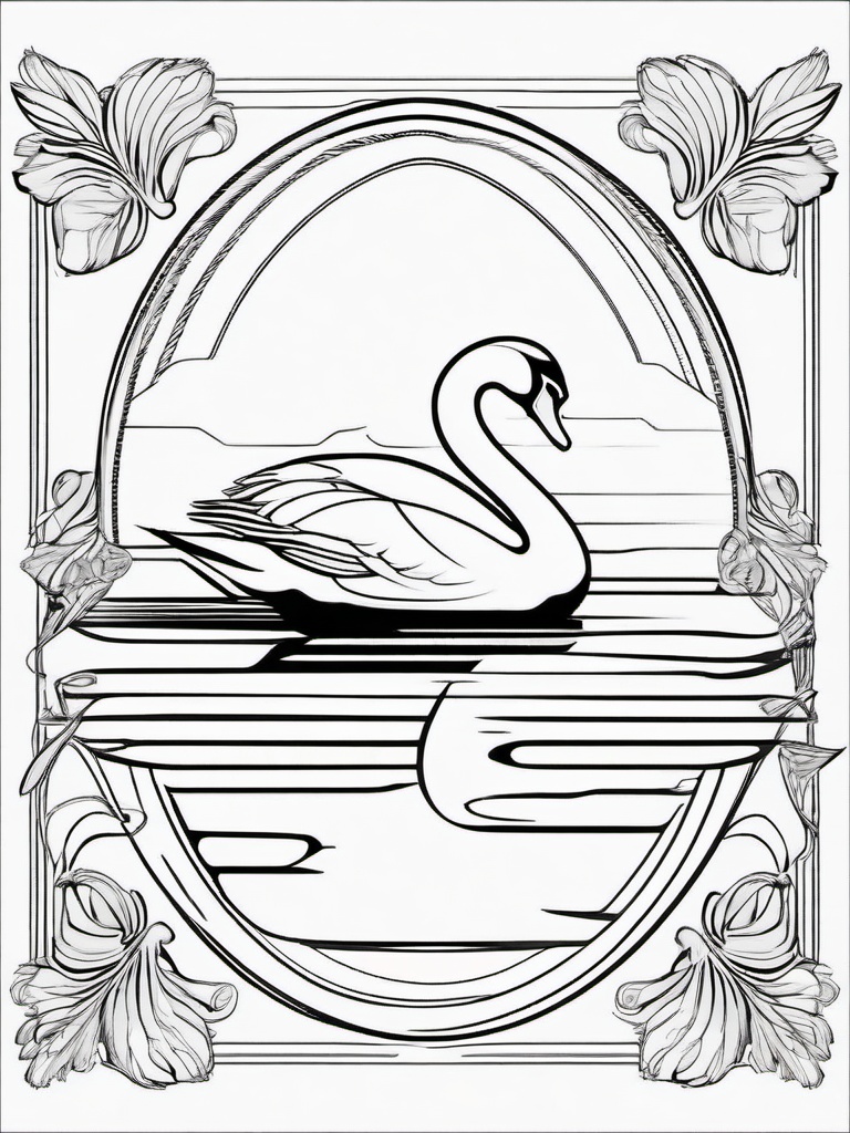 Swan Coloring Pages - Elegant White Water Bird  minimal black outline printable sheet, coloring page