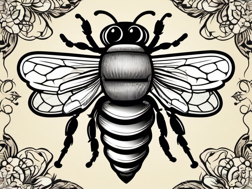 bee cartoon tattoo  vector tattoo design