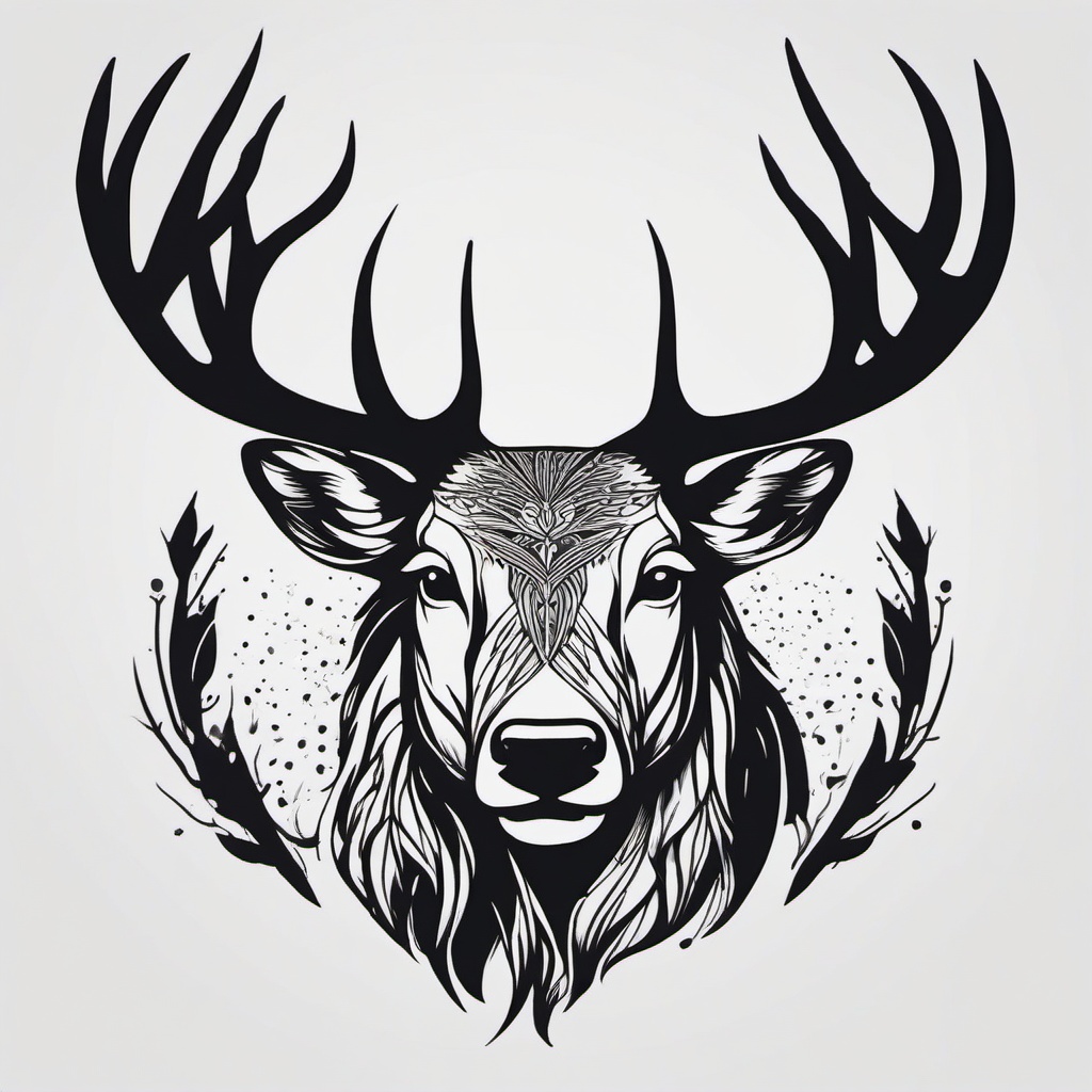 hunting themed tattoos  simple color tattoo,minimal,white background