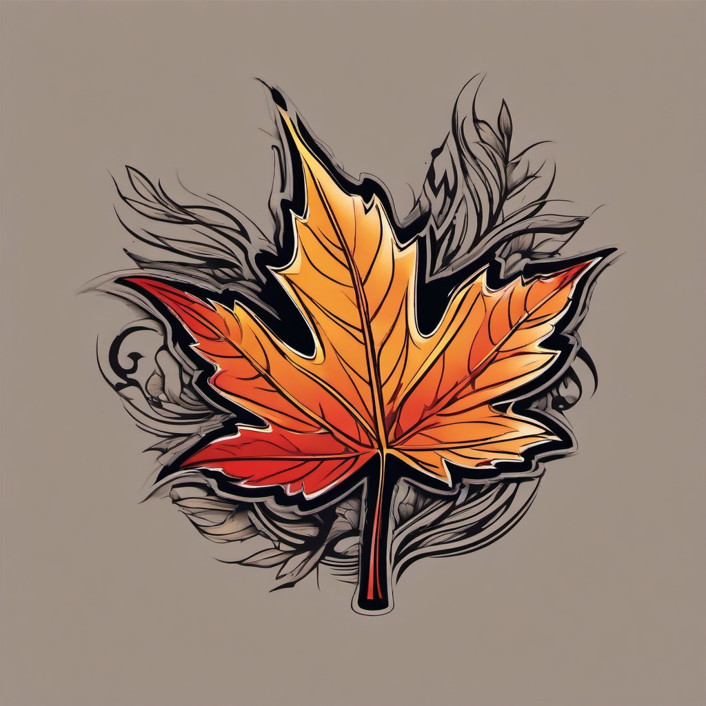 maple tattoo  simple vector color tattoo