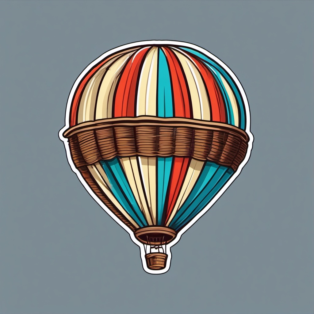 Hot Air Balloon Basket Sticker - Skyborne tranquility, ,vector color sticker art,minimal