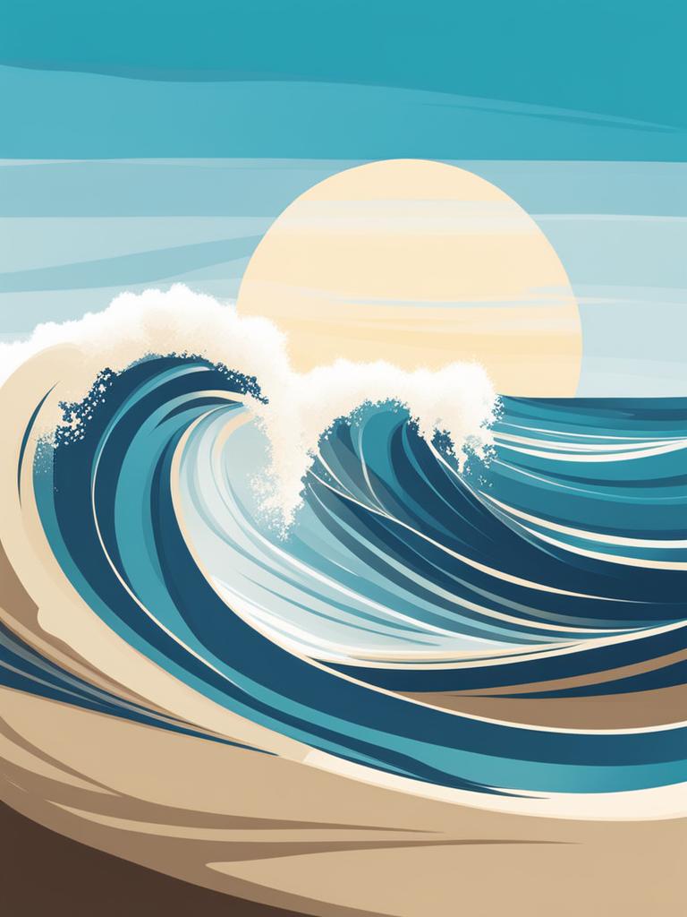 wave clipart - an ocean wave crashing on a sandy beach 