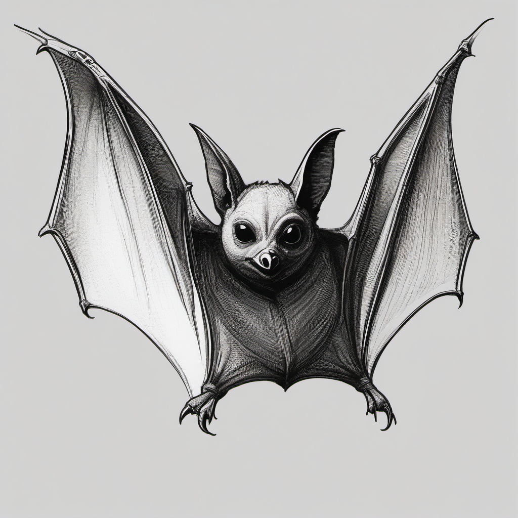 drawing of a fringe-lipped bat  minimal rough sketch scribbles,doodles,black and white