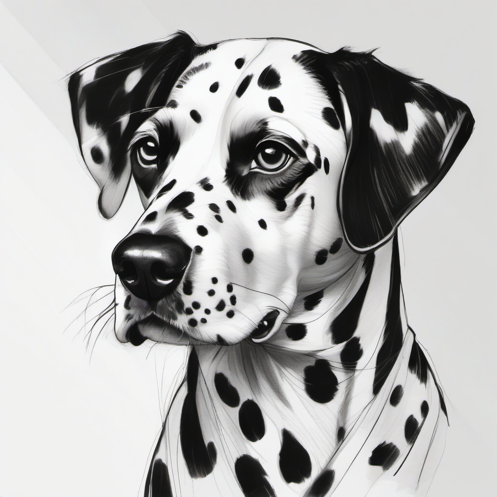 drawing of a Dalmatian dog  minimal rough sketch scribbles,doodles,black and white