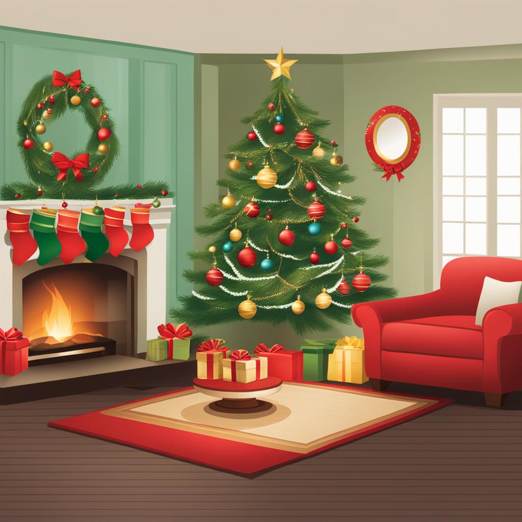 christmas clipart free: decorating a festive living room tree. 