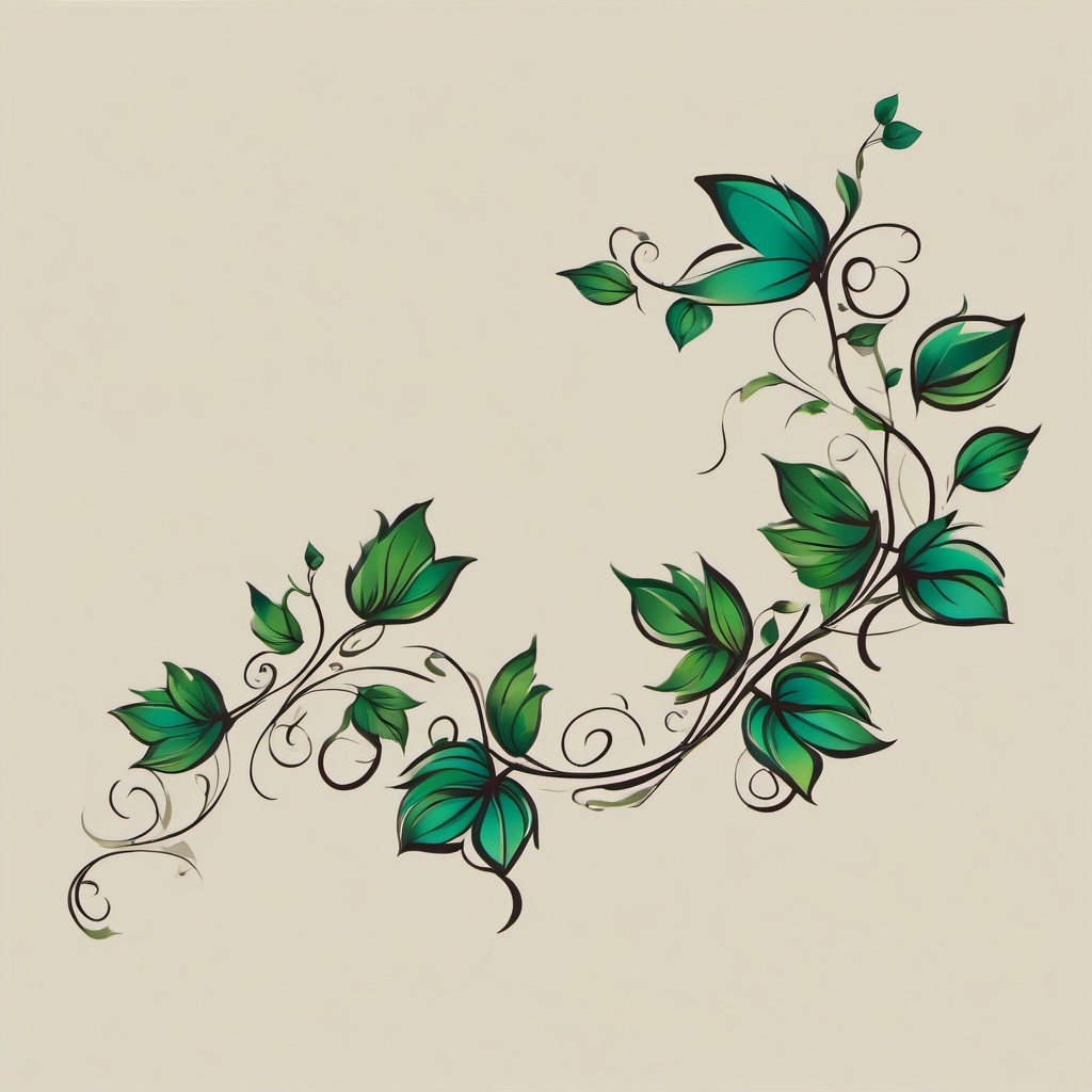 small vine tattoo  simple vector color tattoo