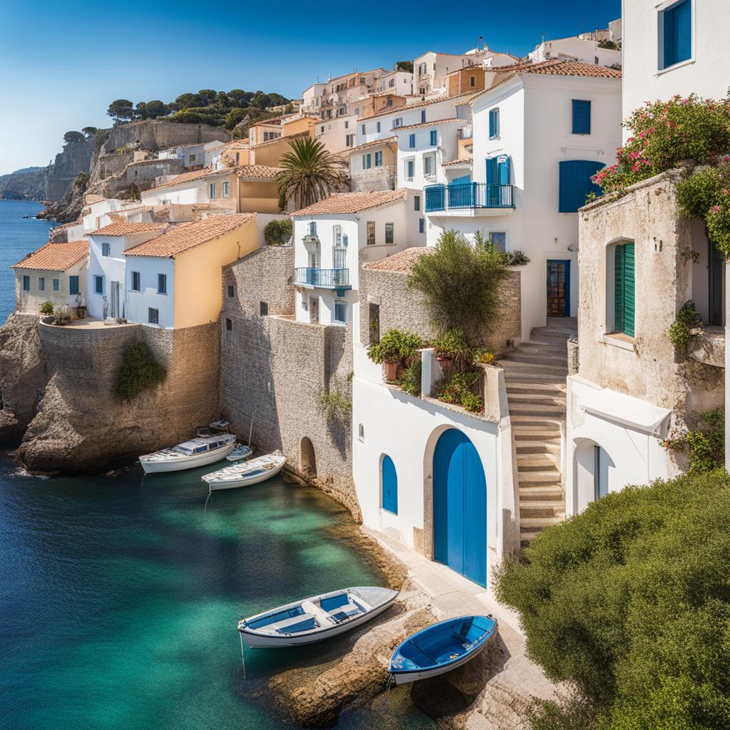 experience the charm of a mediterranean coastal town, with whitewashed buildings and narrow alleys. 