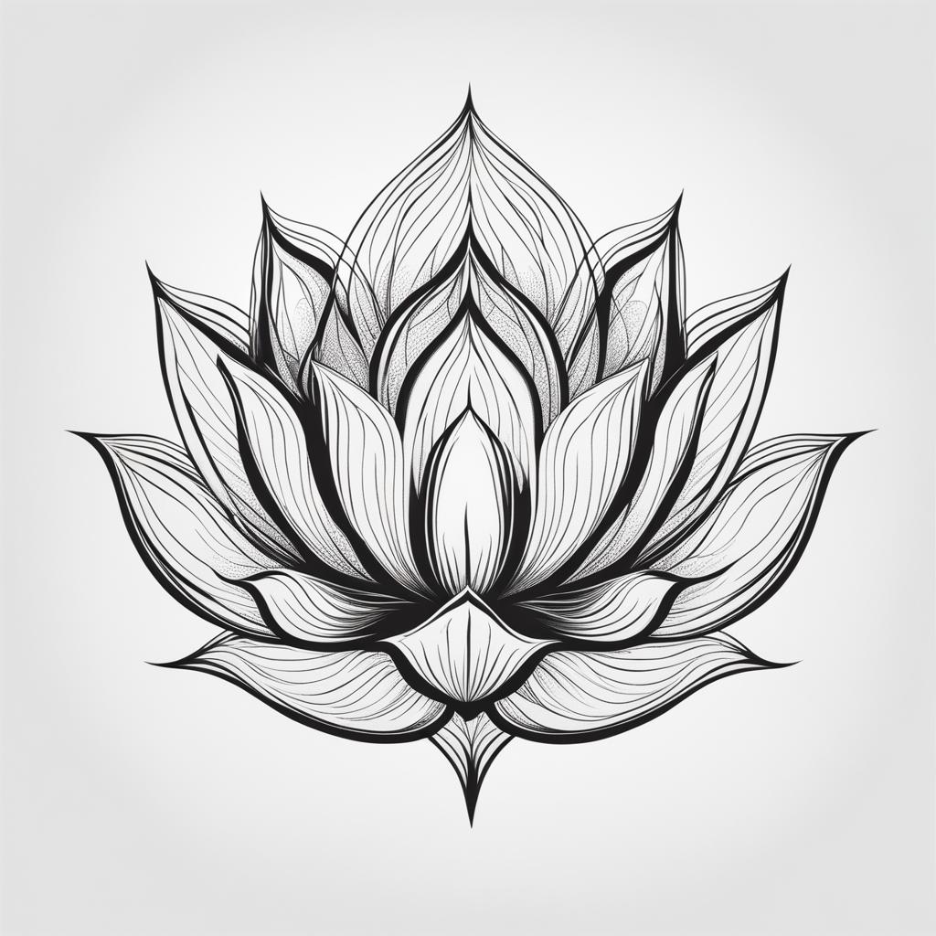 Simple lotus tattoo design, Minimalist and straightforward designs for lotus flower tattoos.  vivid colors, white background, tattoo design