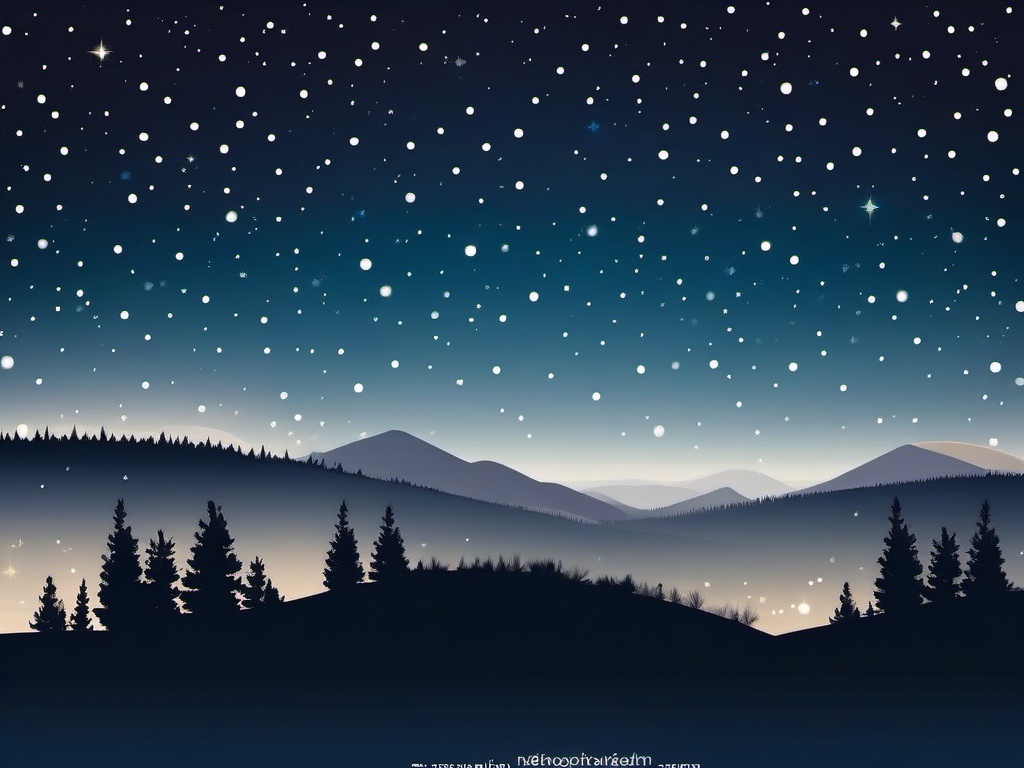 Winter Night Sky clipart - Starry night sky in winter, ,vector color clipart,minimal