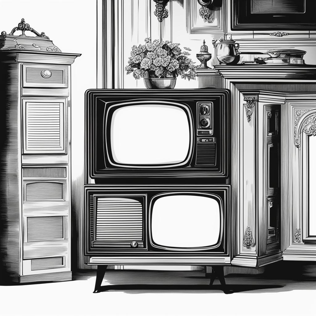 tv clipart black and white 