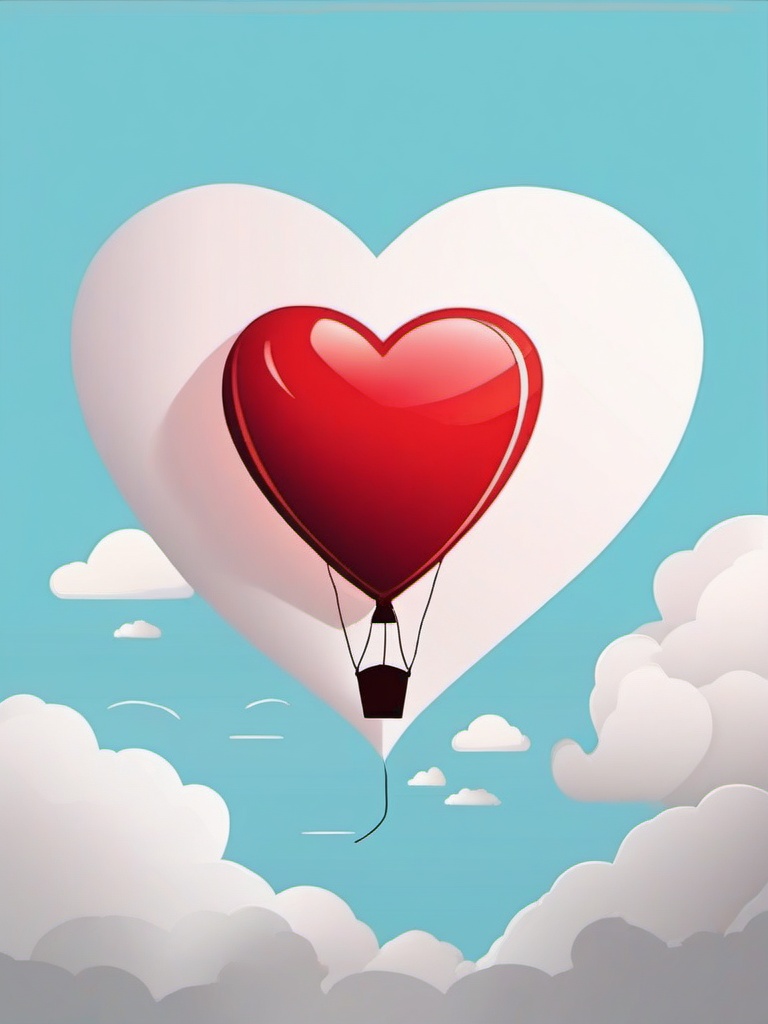 Heart Balloon Sticker - Heart-shaped balloon in the sky, ,vector color sticker art,minimal