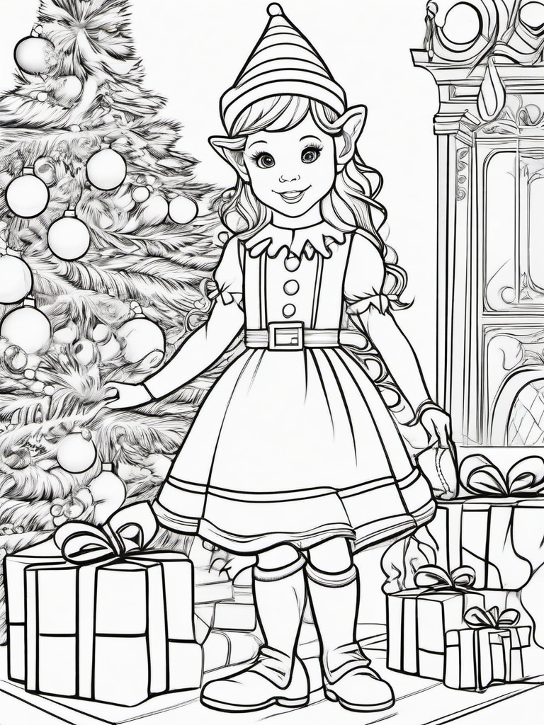 Coloring Pages Christmas Elf  outling,coloring pages,black and whit