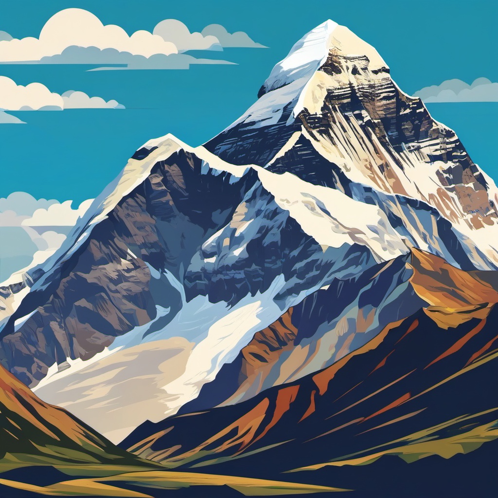 Mount Everest clipart - Earth's highest mountain in the Himalayas, ,color clipart vector style