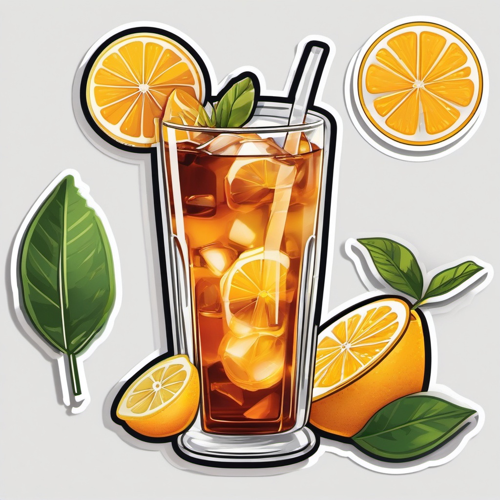 Iced Tea Sticker - Beat the heat with a cool and refreshing glass of iced tea, , sticker vector art, minimalist design