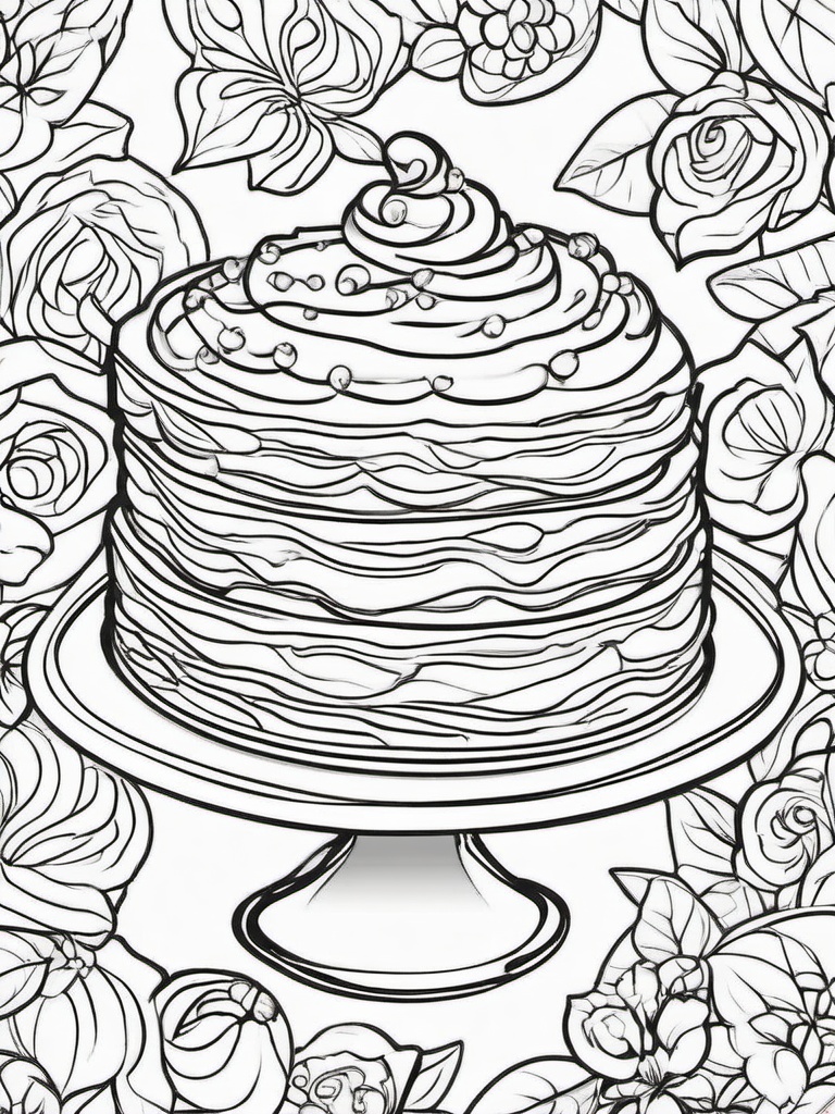 Cake Coloring Pages - Cinnamon coffee cake with a crumb topping  simple coloring pages