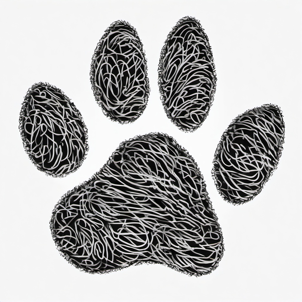 drawing of paw  minimal rough scribbles,doodles,black and white