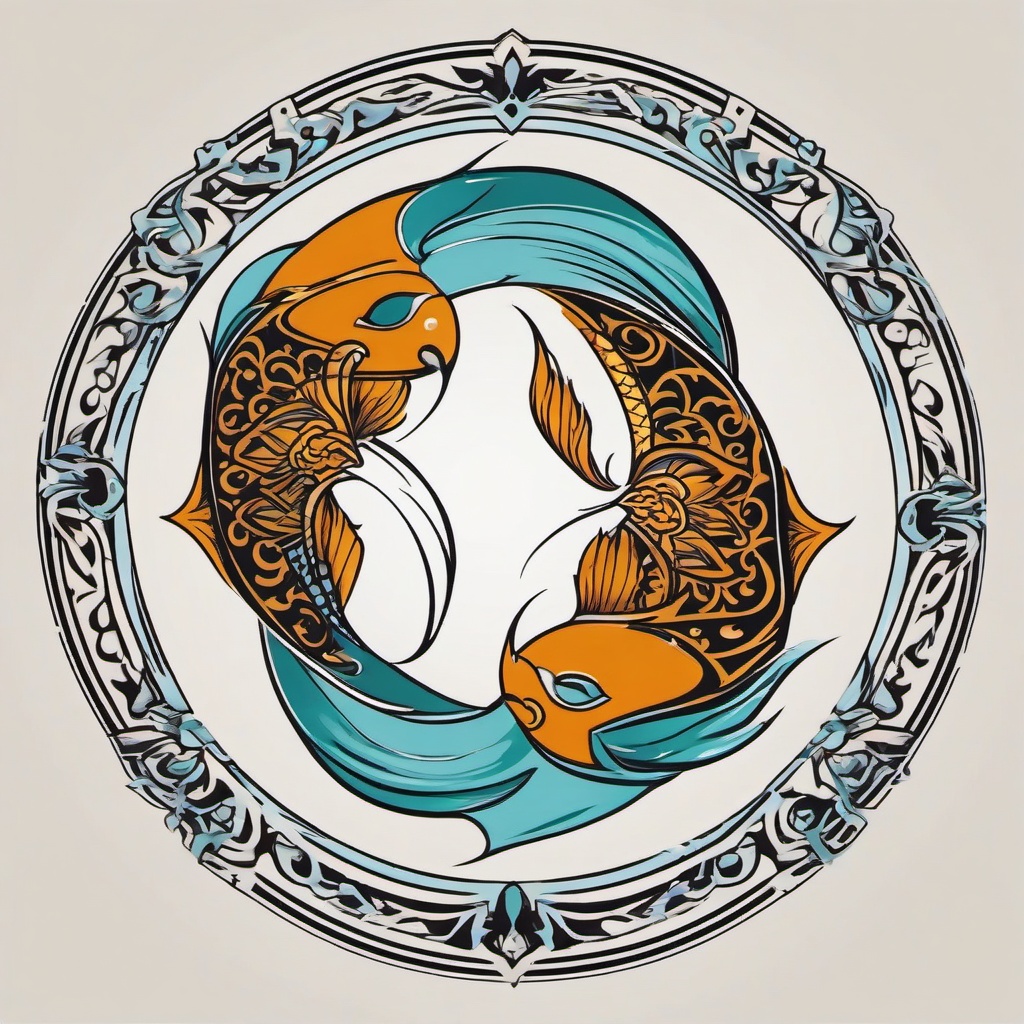 tattoo designs of pisces  simple vector color tattoo