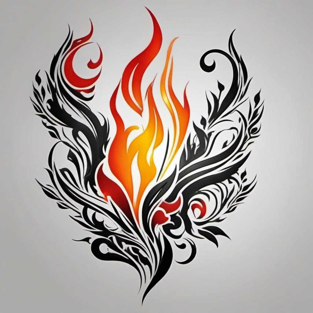 men's flame tattoos  simple color tattoo,white background