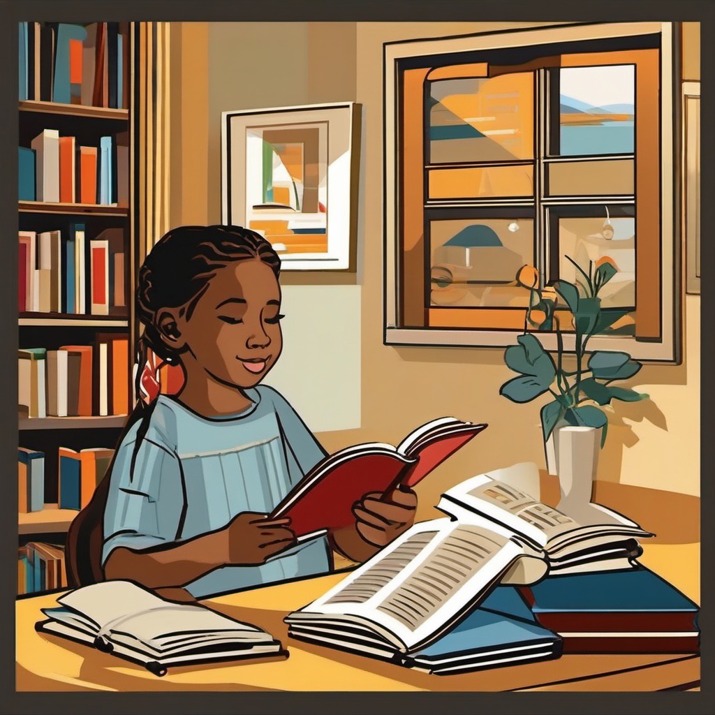 Clip Art of Reading,Illustrating a reading and literacy campaign poster  simple, 2d flat