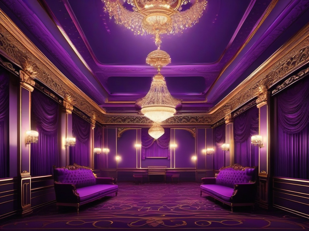 Regal Palace Ballroom in Anime Style Purple Anime Wallpapers intricate details, patterns, wallpaper photo