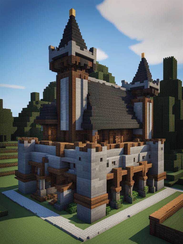 knight's stronghold with a grand hall and suits of armor - minecraft house design ideas minecraft block style