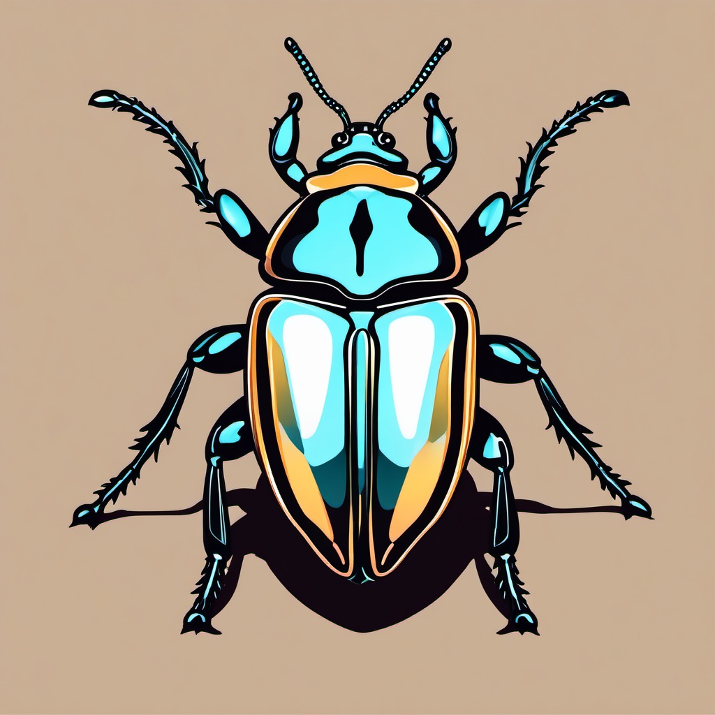 Beetle Exploration Clip Art - Shiny beetle exploring the ground,  color vector clipart, minimal style