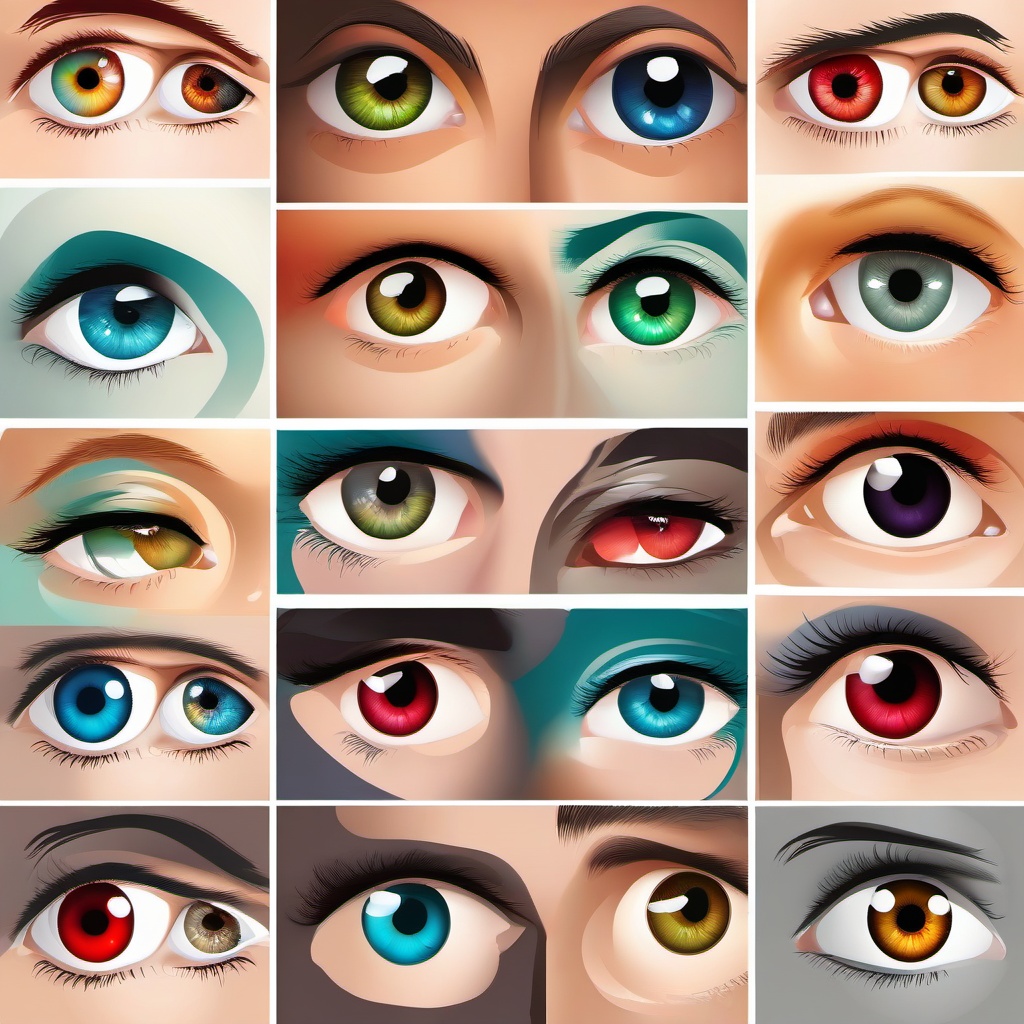 Eyes clipart - realistic human eyes in different colors  color,minimalist,vector clipart