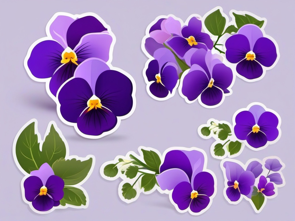 Violet Sticker - Welcome the dainty and fragrant blooms of violets with this delicate sticker, , sticker vector art, minimalist design