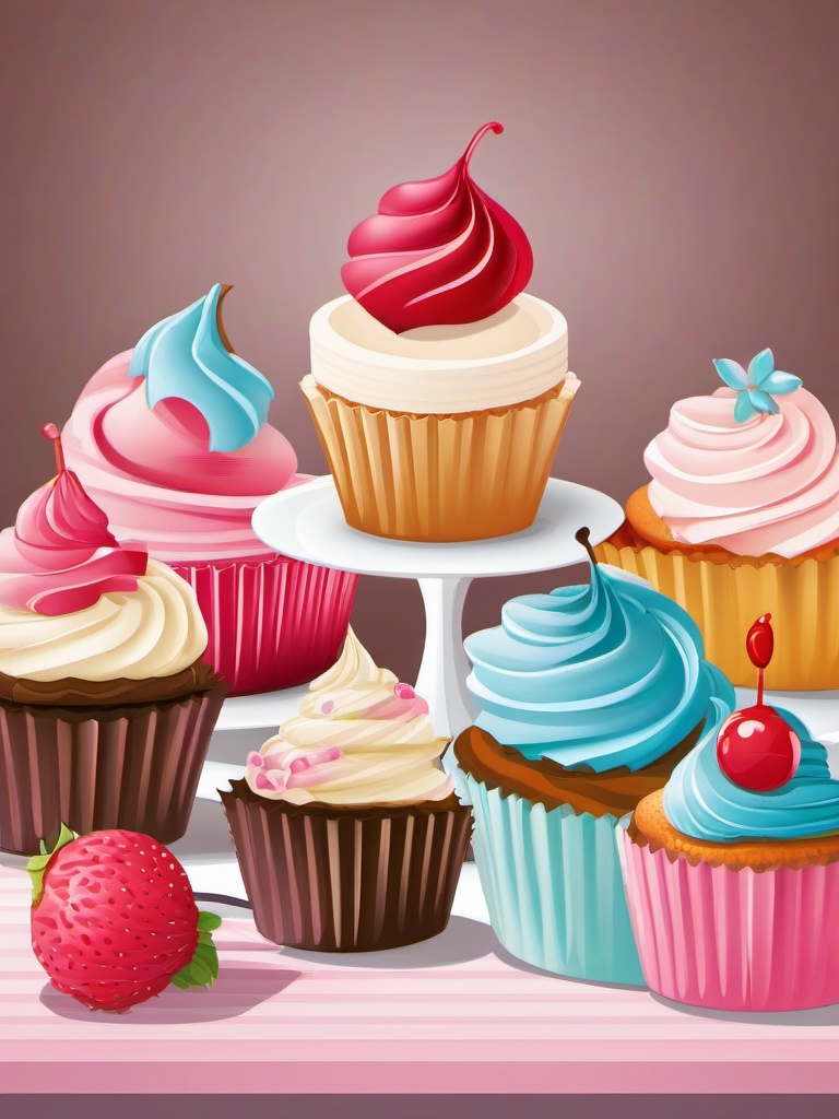 Cupcake clipart - cupcake on a dessert table  