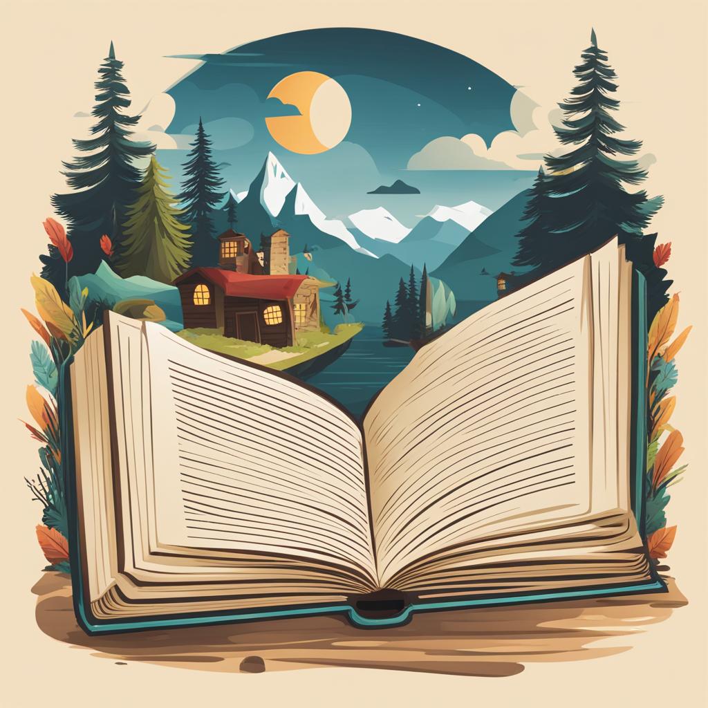 book clipart - open on an adventure-filled page. 