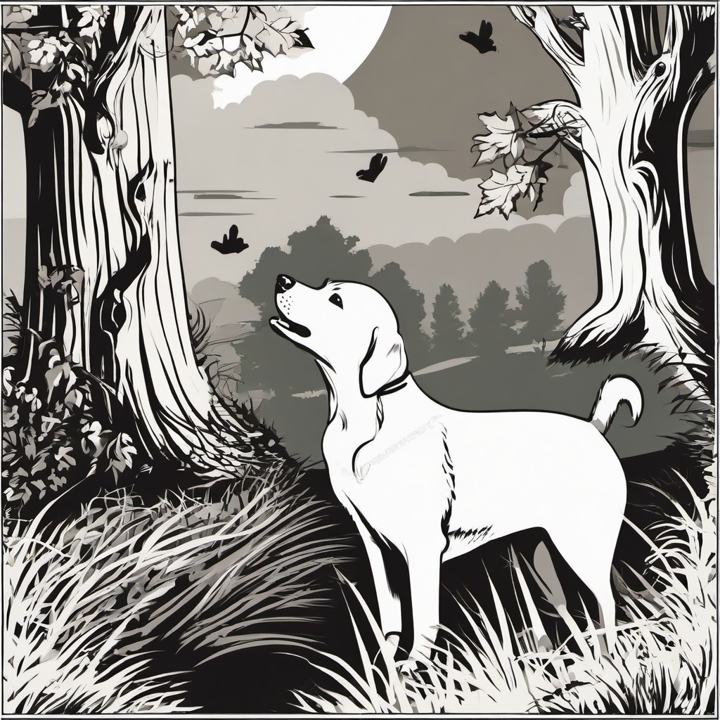 Dog clipart - dog barking at a squirrel  