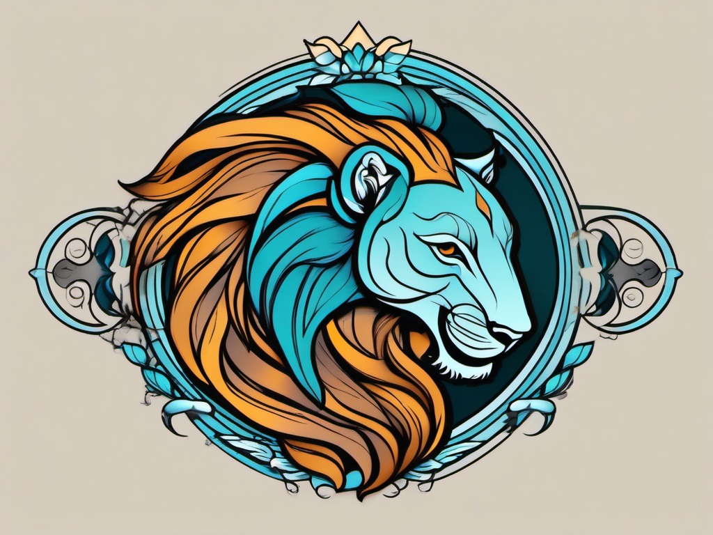 aquarius leo tattoo  simple vector color tattoo