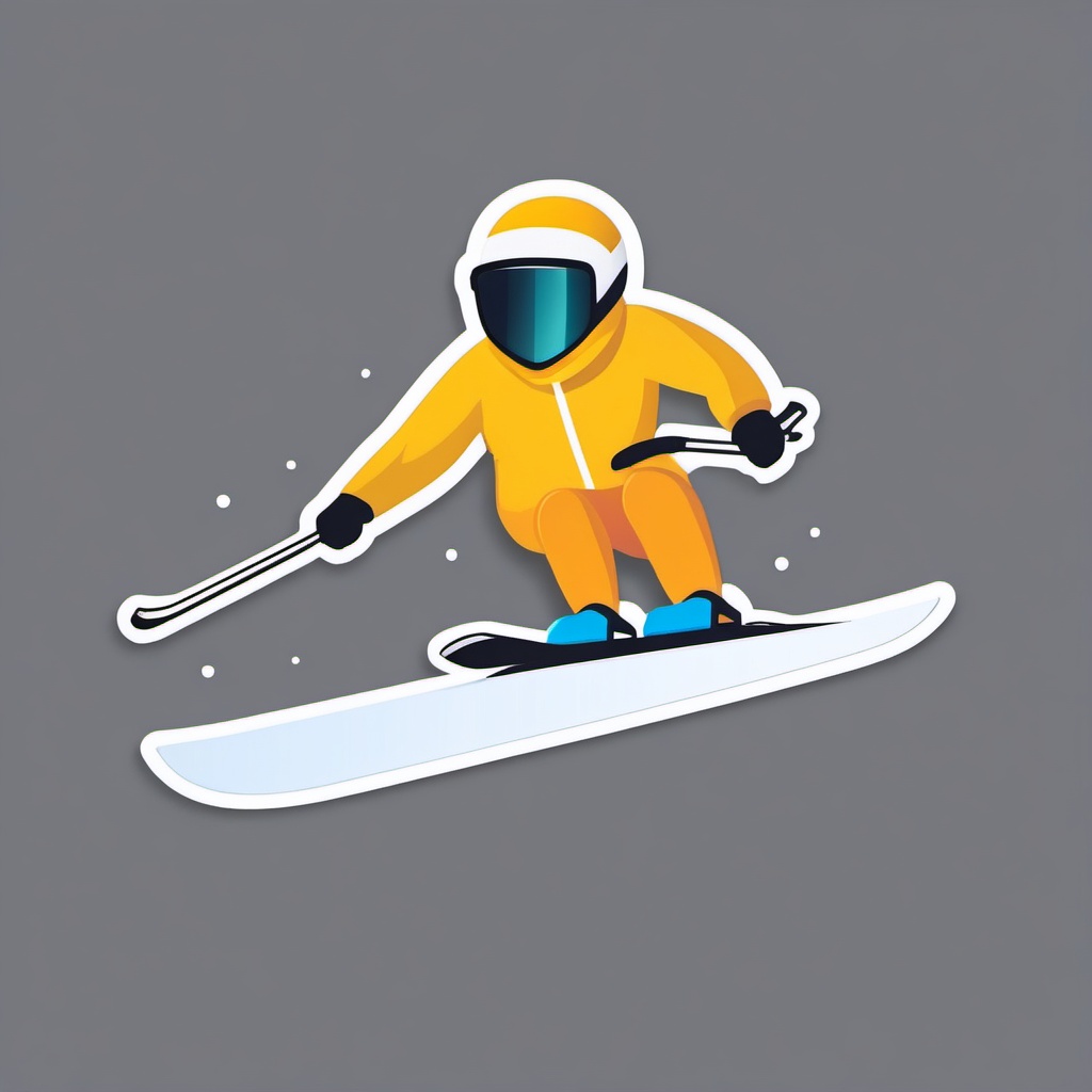 Ski Slope and Snow Emoji Sticker - Alpine skiing thrill, , sticker vector art, minimalist design