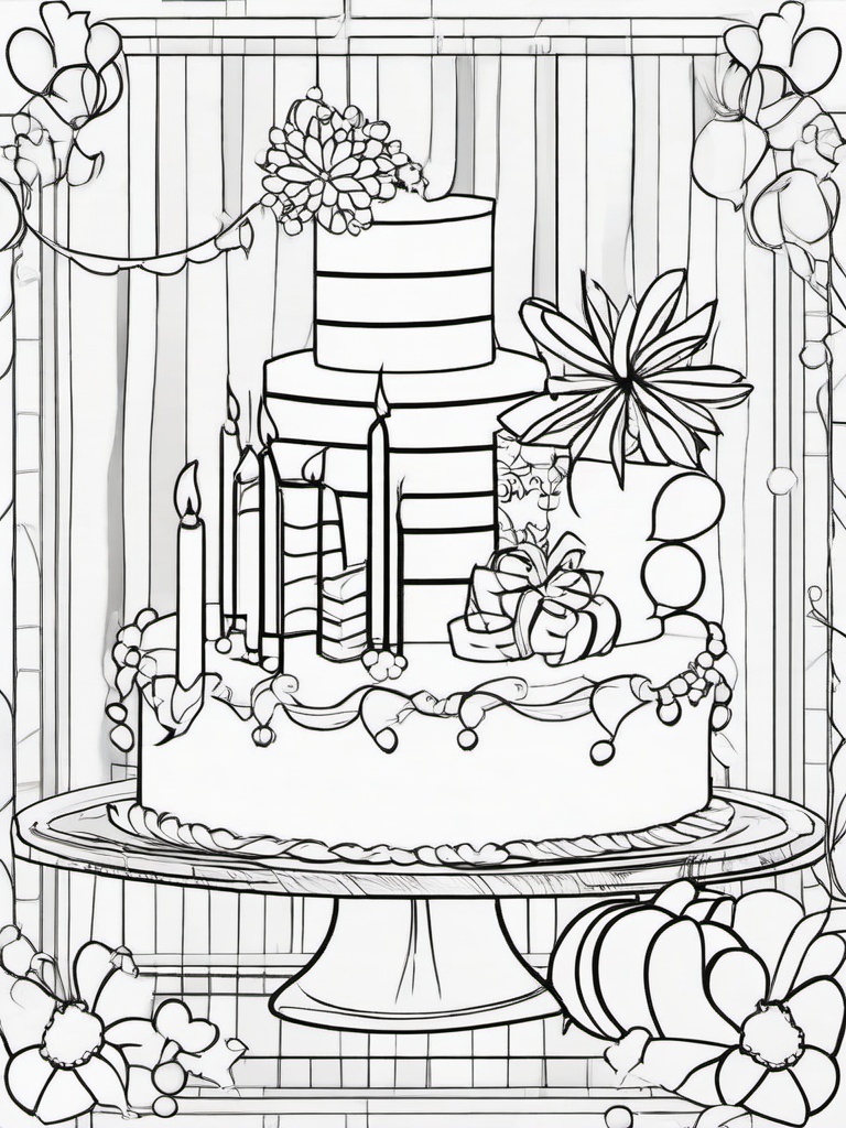 Birthday Invitation Coloring Pages - Design Your Own Birthday Invitation  minimal black outline printable sheet, coloring page