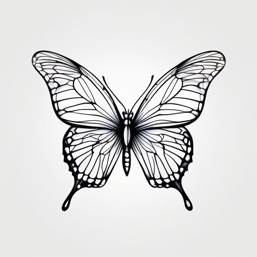 simple butterfly outline tattoo  simple color tattoo, minimal, white background