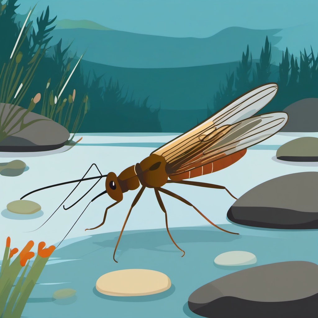 Stonefly Clip Art - A stonefly in aquatic environments,  color vector clipart, minimal style