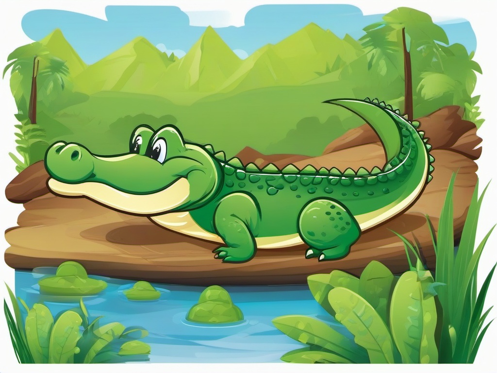 Alligator clipart - alligator in a cartoonish adventure  