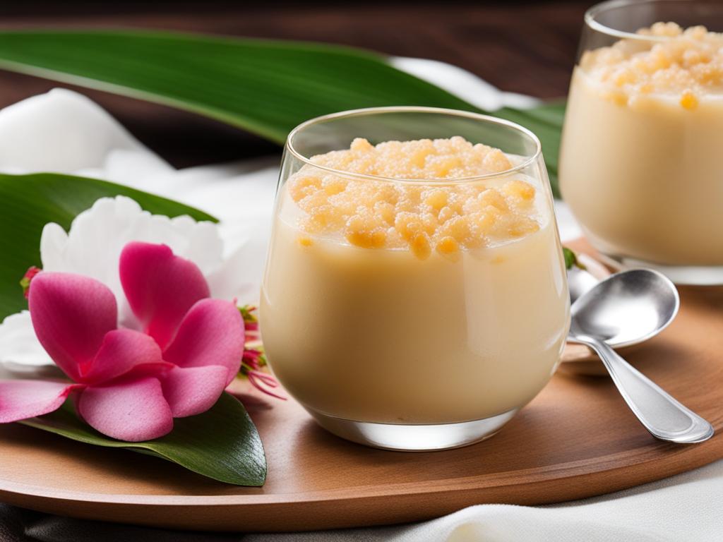 sago pudding, a sweet dessert made with sago pearls and coconut milk. 