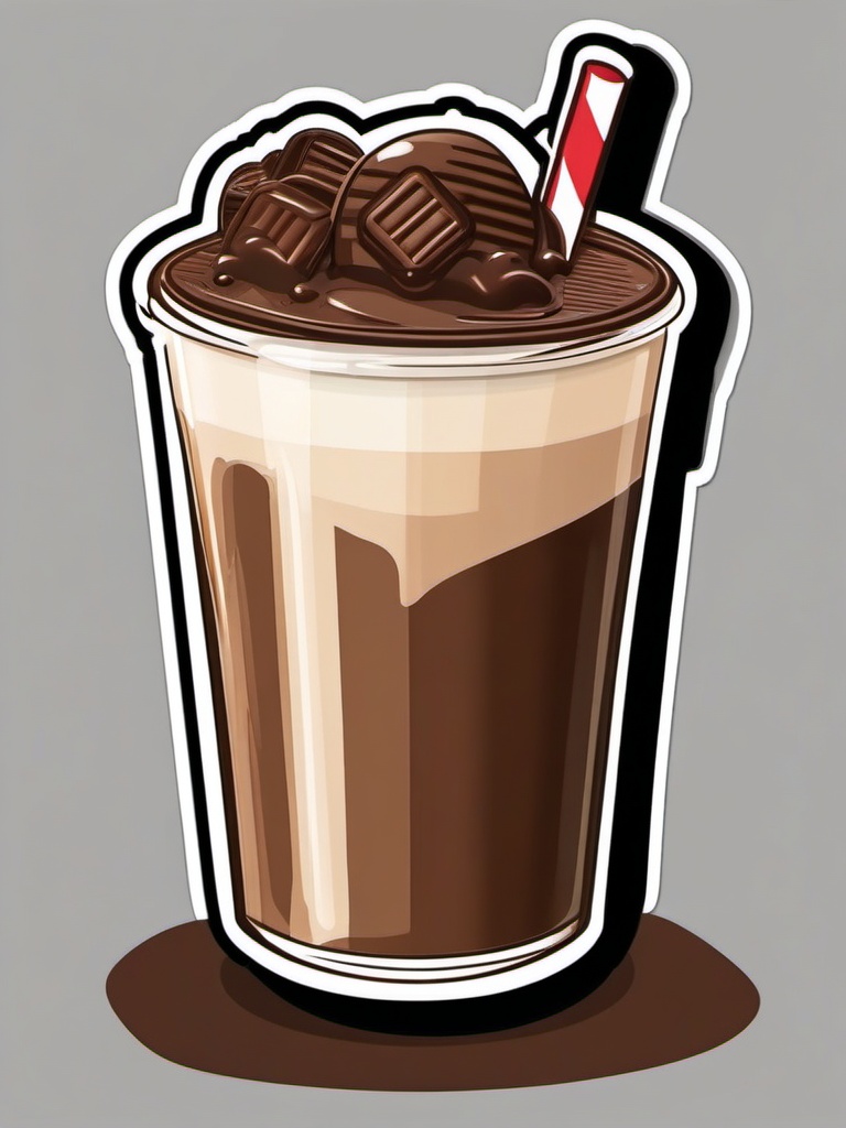 Chocolate Milkshake Sticker - Indulge in the rich and creamy goodness of a classic chocolate milkshake, , sticker vector art, minimalist design