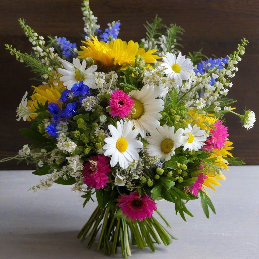 daisy and larkspur bouquet 