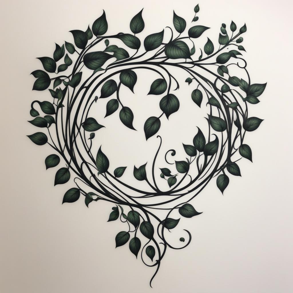 vine tattoo, symbolizing growth, connection, and natural beauty. 