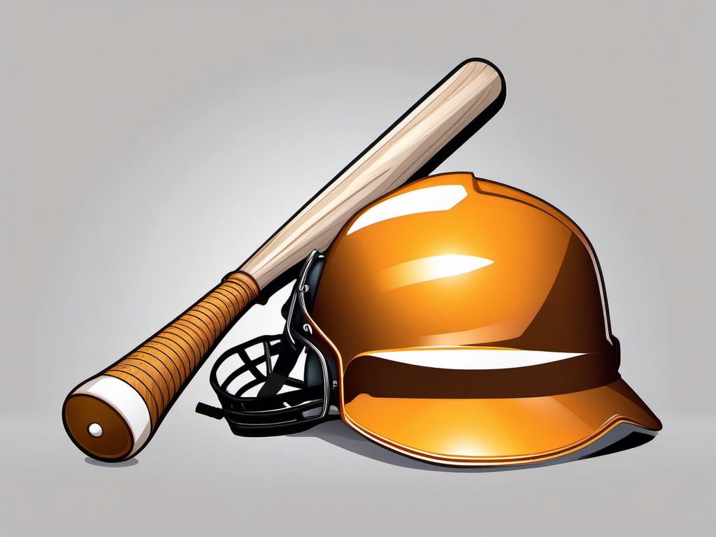 Baseball bat next to a helmet clipart.  vector style illustration, white background