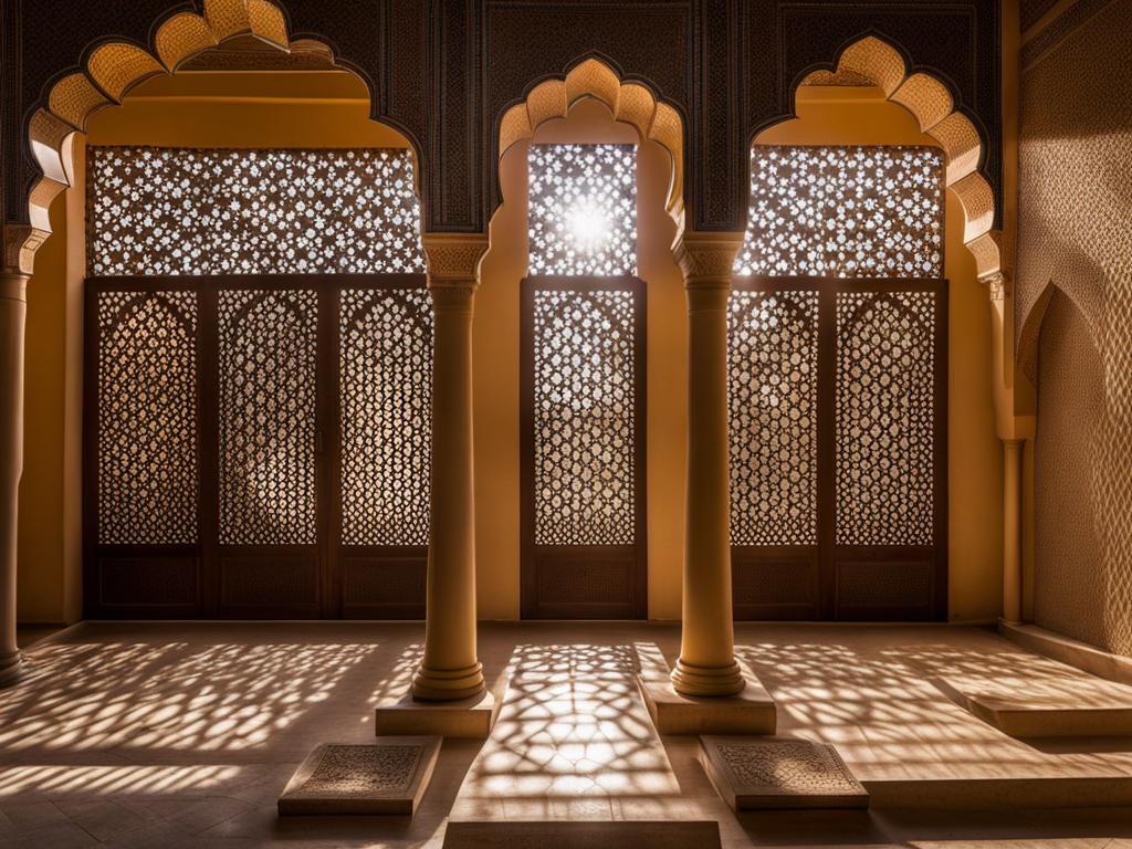 iranian windcatchers, with intricate latticework, cool the courtyards of yazd, iran. 