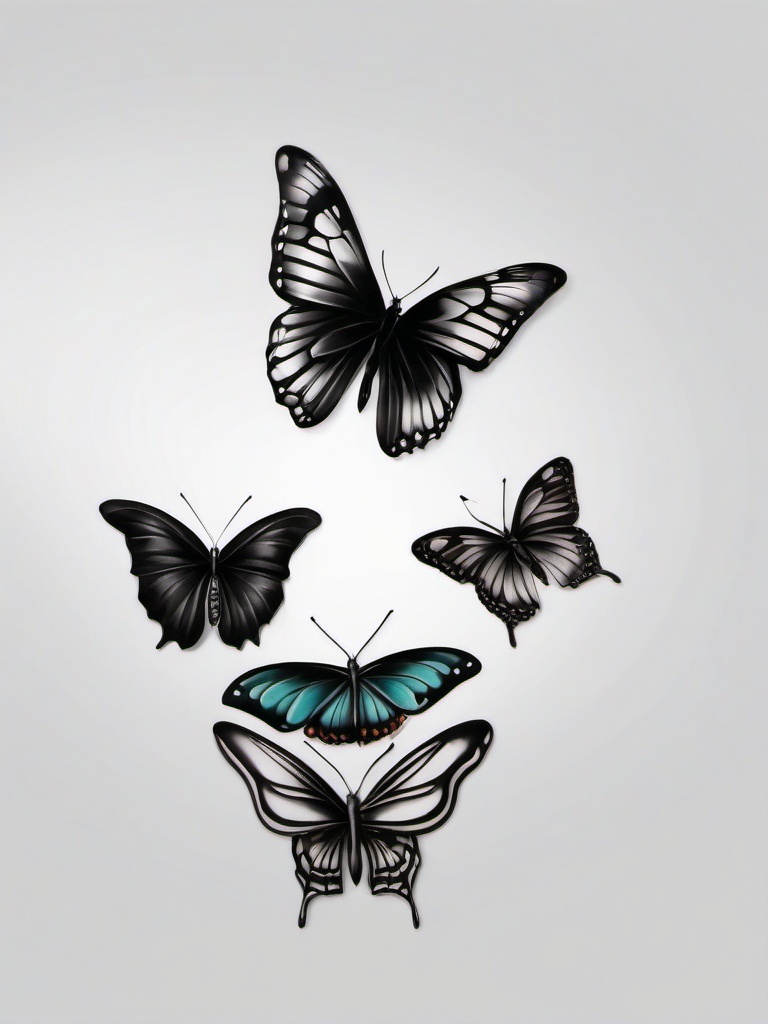 butterfly tattoo black skin  simple color tattoo, minimal, white background